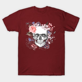 skull rose flower T-Shirt